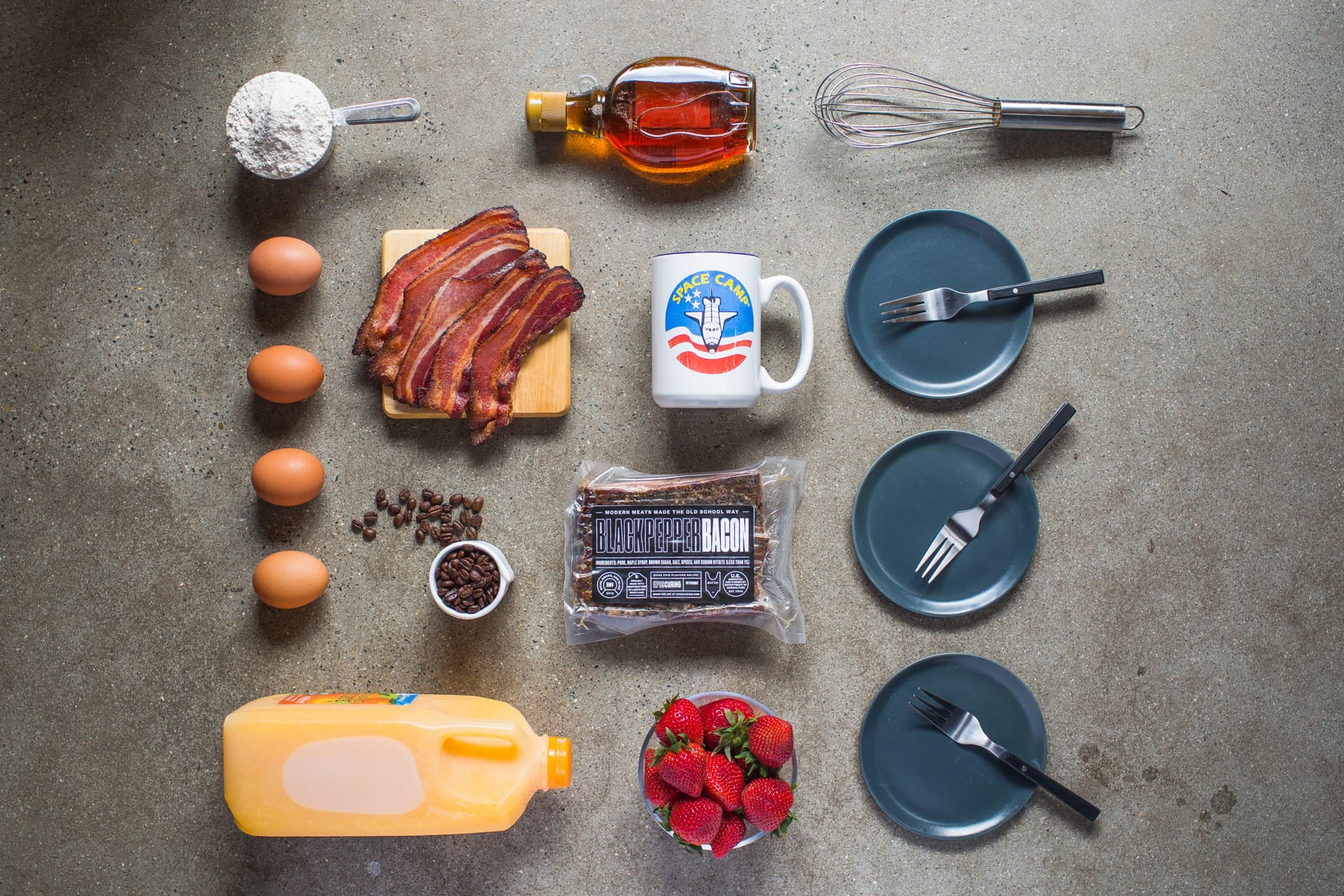 Epic Curing, breakfast flat-lay.