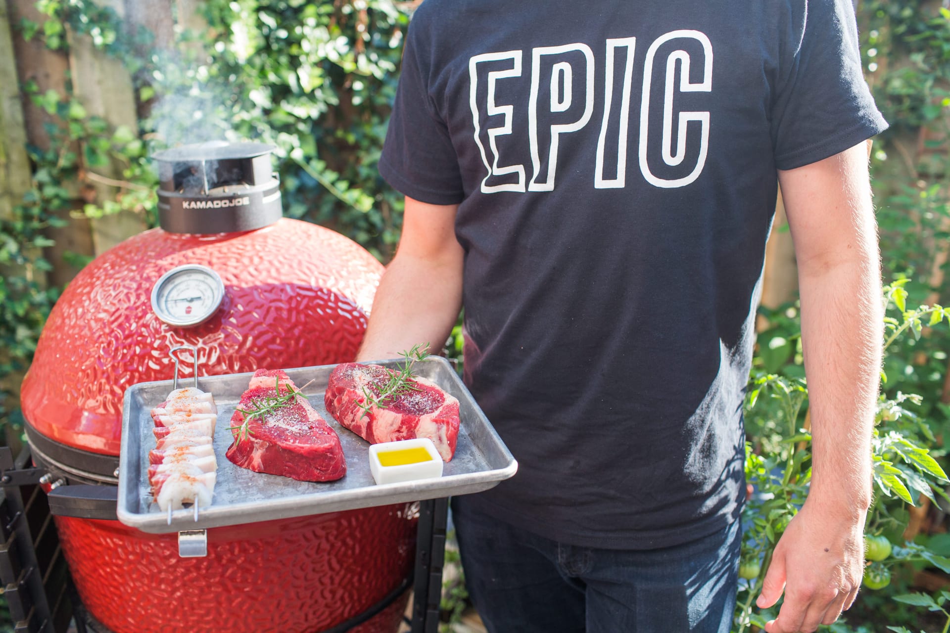 Epic Curing, at the grill.