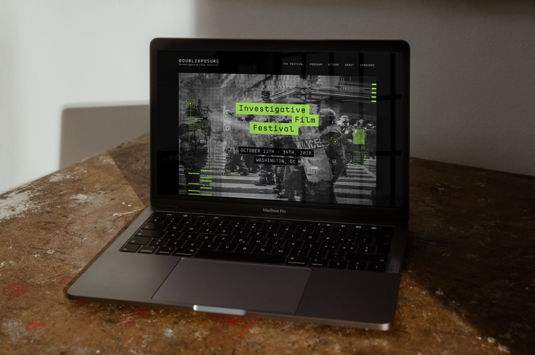 Double Exposure festival website on a laptop